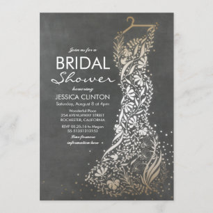 Chalkboard and Gold Vintage Bridal Shower Invitation