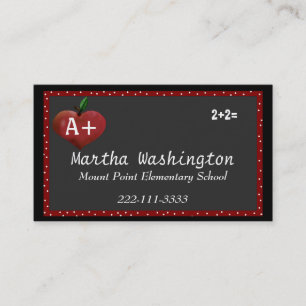 Chalkboard and Heart Apple Teachers Business Card