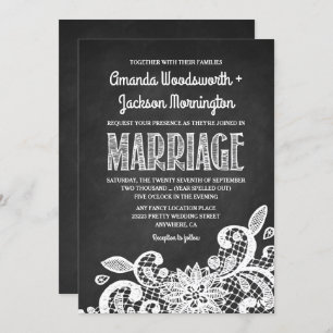 Chalkboard and Lace Rustic Wedding Invitations