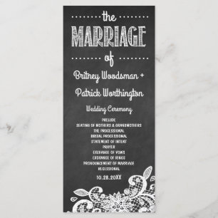 Chalkboard and Lace Rustic Wedding Programs Programme