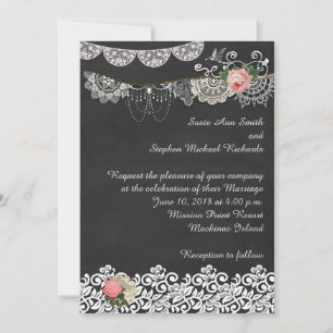 Chalkboard and Lace ShabbyChic Wedding Invitation