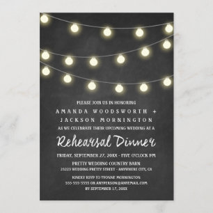 Chalkboard and Lights Rehearsal Dinner Invitations