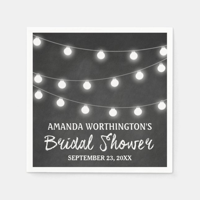Chalkboard and Lights Rustic Bridal Shower Napkins (Front)