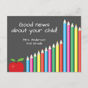 Chalkboard and Pencils Good News From School Postcard