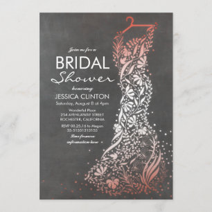 Chalkboard and Pink Vintage Bridal Shower Invitation