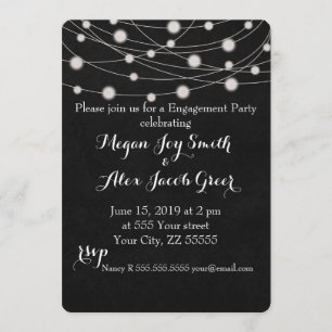 Chalkboard and String Lights Engagement Party Invitation