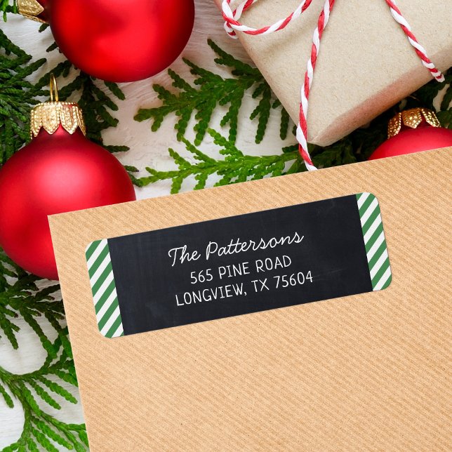 Chalkboard and Stripes Monogram Return Address (Creator Uploaded)
