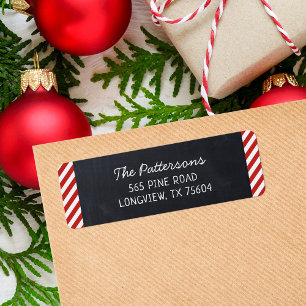 Chalkboard and Stripes Monogram Return Address