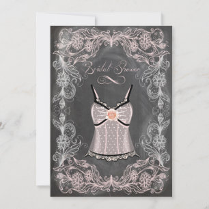 Chalkboard Antique Pink Floral Bridal Shower Invitation