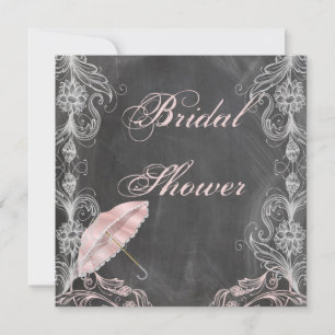 Chalkboard Antique Pink Floral Bridal Shower Invitation
