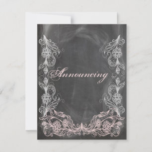 Chalkboard Antique Pink Floral Marriage Announceme Invitation