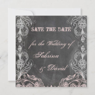Chalkboard Antique Pink Floral Save the Date