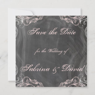 Chalkboard Antique Pink Floral  Save the Date