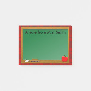 Chalkboard Apple Red Plaid Teacher's Post-it Notes