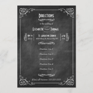 Chalkboard Art Deco Directions Insert Card