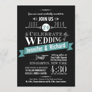 Chalkboard Art Deco Wedding Invitations