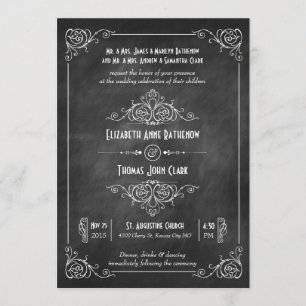 Chalkboard Art Deco Wedding Invitations