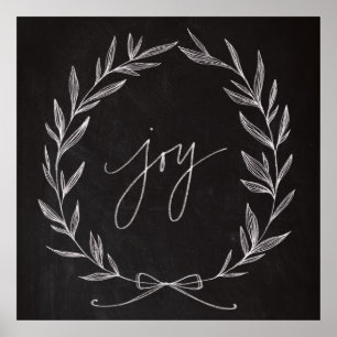 Chalkboard Art - Joy Wreath Poster