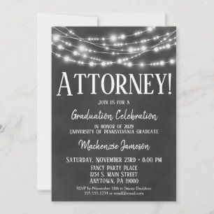 Chalkboard Attorney Graduation Party Invitation