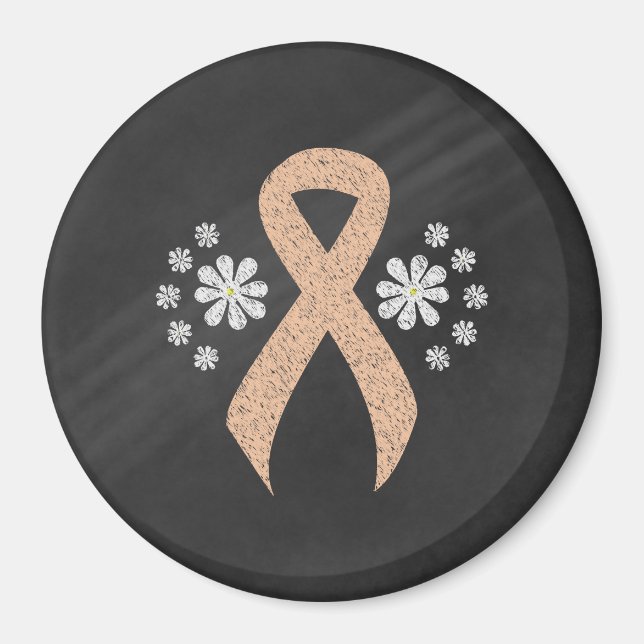 Chalkboard Awareness Peach Ribbon Magnet (Front)
