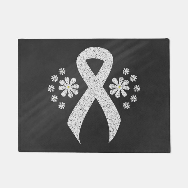 Chalkboard Awareness White Ribbon Doormat (Front)