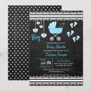 Chalkboard Baby Boy 👶 Shower Design Invitation