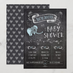 Chalkboard Baby Boy Shower Invitation