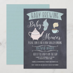 Chalkboard Baby Brewing Baby Shower Invitation