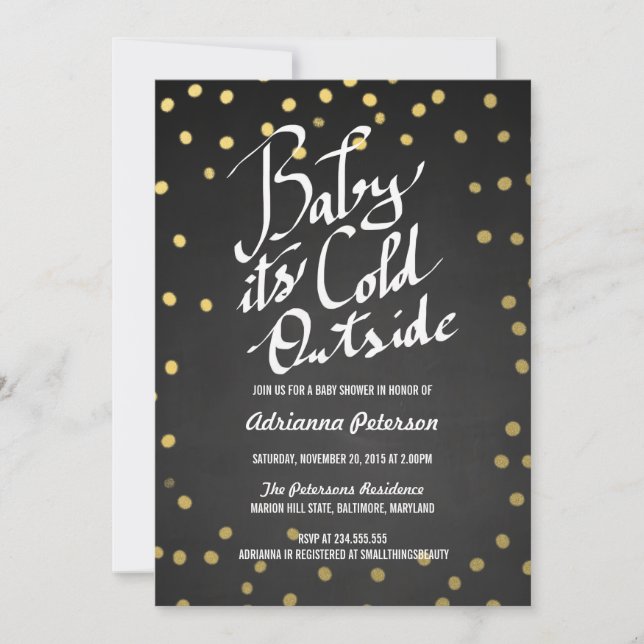Chalkboard Baby Its Cold Outside Baby Shower Invitation (Front)