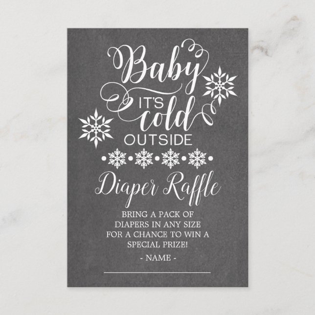 Chalkboard Baby It's Cold Outside Diaper Raffle Enclosure Card (Front)