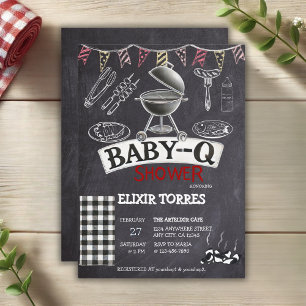 Chalkboard Baby-Q Grill Baby Shower Invitation