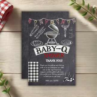 Chalkboard Baby-Q Grill Baby Shower Thank You Card