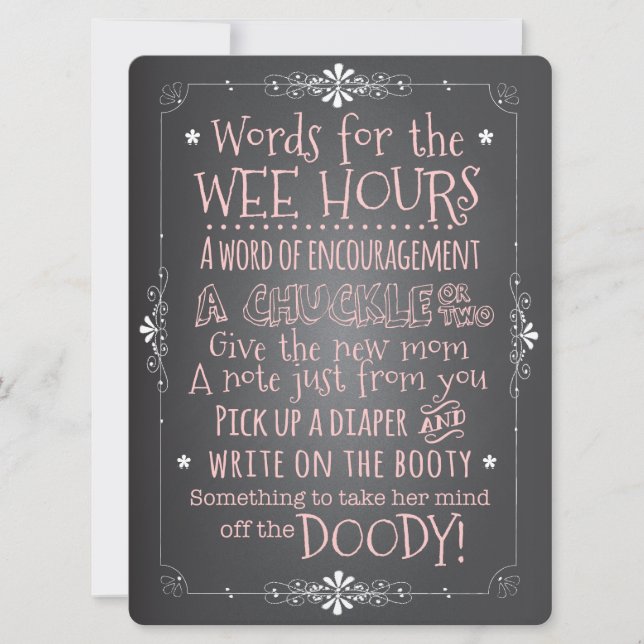Chalkboard Baby Shower Activity Card Invitation (Front)