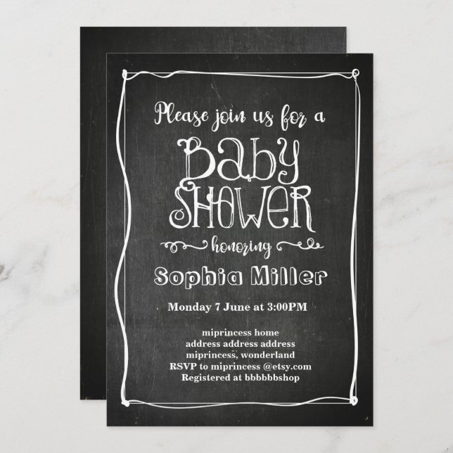 chalkboard baby shower invitation (Front/Back)