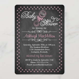 Chalkboard Baby Shower Invite - Pink