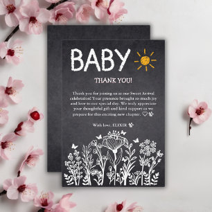 Chalkboard Baby Spring Drawing Baby Shower Thank You Card