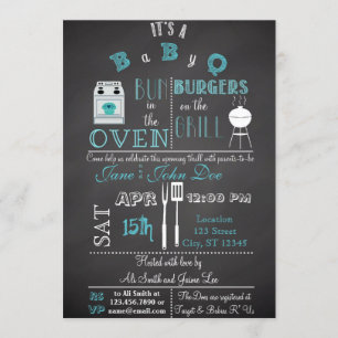 Chalkboard BabyQ blue Invitation
