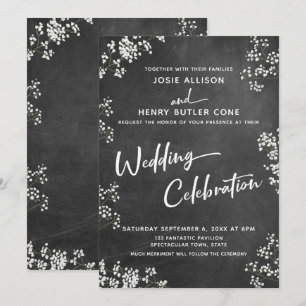 Chalkboard Baby's Breath Wedding Celebration Invitation