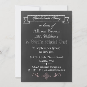 Chalkboard Bachelorette Party Invitations
