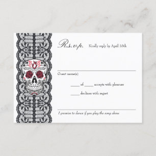 Chalkboard Background Lace Sugar Skull RSVP cards