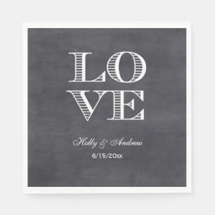 Chalkboard Background, White LOVE Napkins