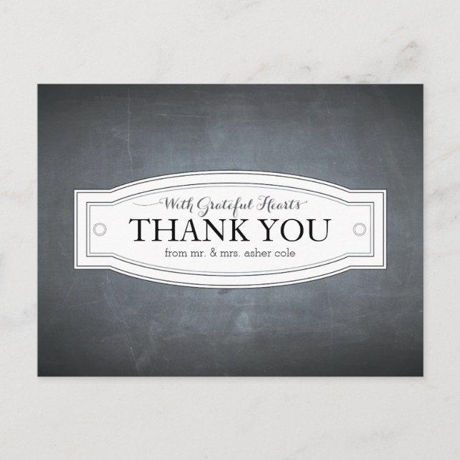 Chalkboard Badge Thank You Postcard (Front)