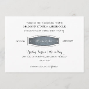 Chalkboard Badge Wedding Invitation