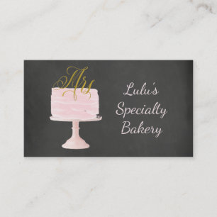 Chalkboard Bakery Business Card with Watercolor Ca
