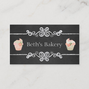 Chalkboard Bakery Cupcake Business Card