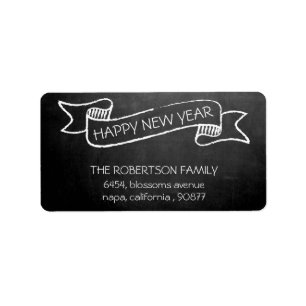 Chalkboard Banner Happy New Year Return Address Label