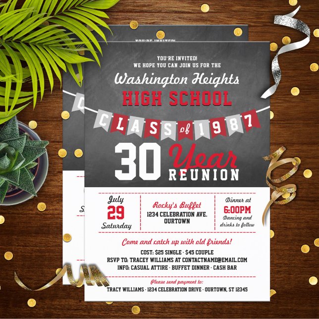 Chalkboard Banner High School Reunion Invitations (Creator Uploaded)