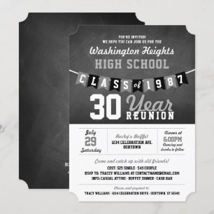 Chalkboard Banner High School Reunion Invitations