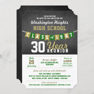 Chalkboard Banner High School Reunion Invitations