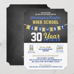 Chalkboard Banner High School Reunion Invitations